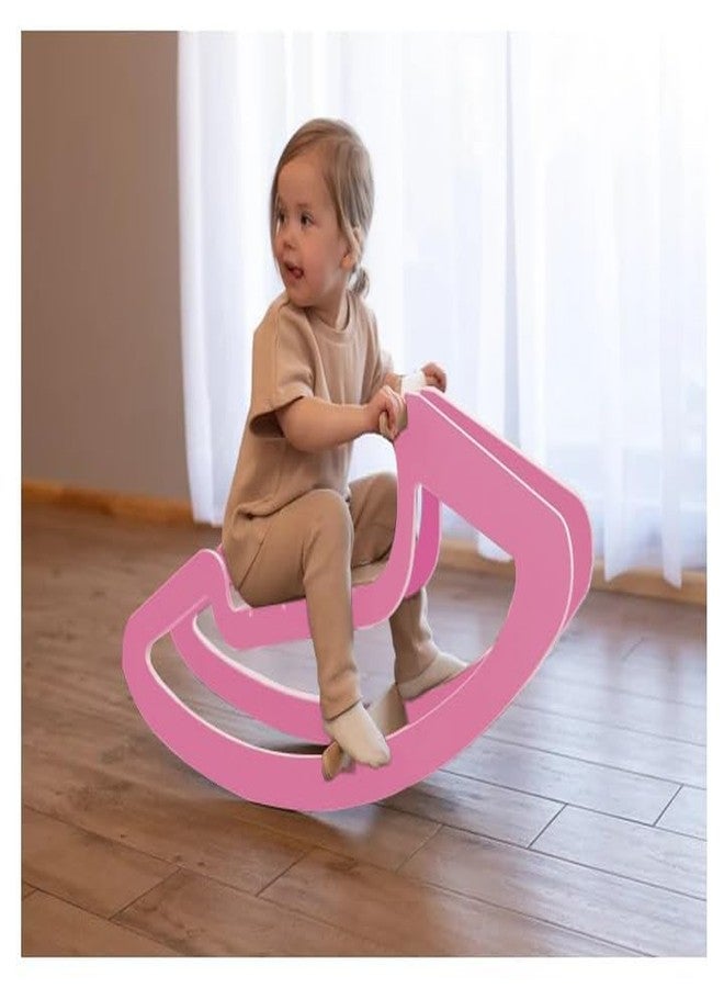 Keebori DIY Wooden Rocking Horse for Kids, Wooden Rocking Chair, Rocking Toys for Babies, Children's Playground Toy, Suitable for Age Under 12 Years (Pink) - Image 3